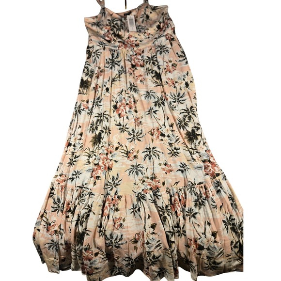 torrid Dresses & Skirts - Torrid Women Peach Tropical Palm Floral Tiered Maxi Dress Size 0 New 17225261